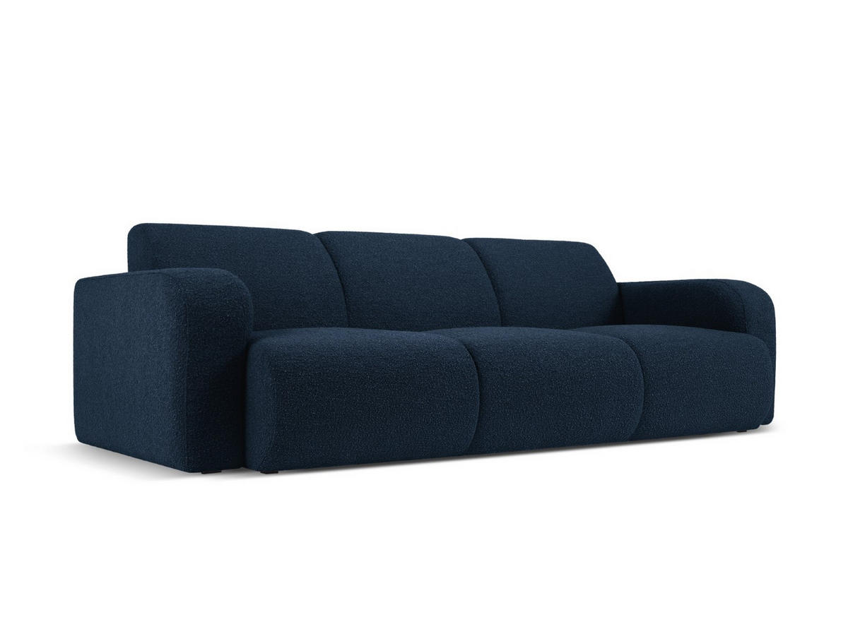 SOFA Molino aus Boucle dunkelblau 3 Sitzplätze - Dunkelblau, Textil (95/72/235cm) - Micadoni
