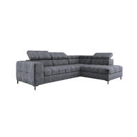 ECKSOFA PABLOS Cloud, L-förmig, Moderne, mit verstellbarem Kopfteil, Schlaf- & Lagermöglichkeiten, freistehend, RECHTS 279x201x97 cm Dark grey - Dunkelgrau, Holz/Textil (279/201cm) - DomoHome