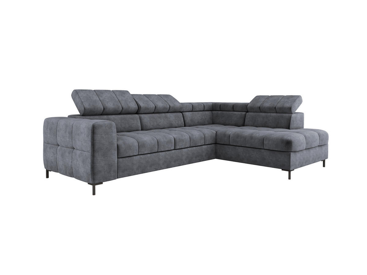 ECKSOFA PABLOS Cloud, L-förmig, Moderne, mit verstellbarem Kopfteil, Schlaf- & Lagermöglichkeiten, freistehend, RECHTS 279x201x97 cm Dark grey - Dunkelgrau, Holz/Textil (279/201cm) - DomoHome