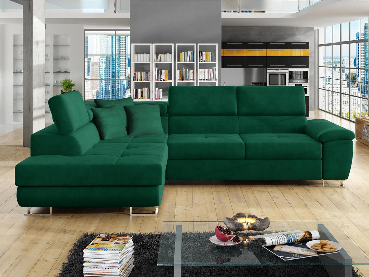 ECKSOFA Cotere, Seite: Links - Waldgrün, Holz/Textil (270/202cm) - MIRJAN24