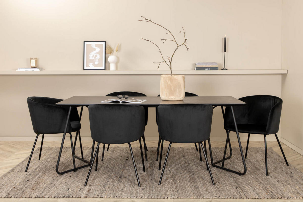 TISCHGRUPPE Schwarz - Schwarz, Holzwerkstoff (90/75/190cm) - ebuy24