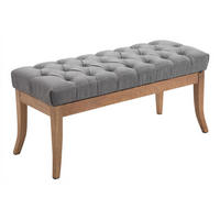SITZBANK 100/38 cm Stoff grau - Naturfarben/Grau, Holz/Textil (100/46/38cm) - CLP