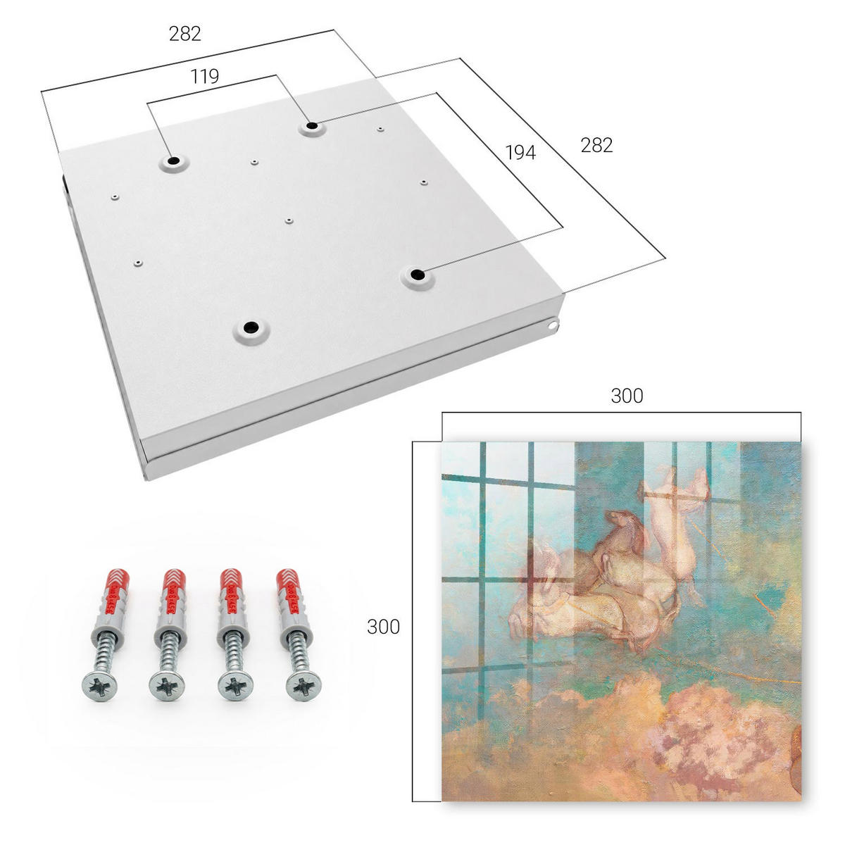 SCHLÜSSELBOX Weiß 30x30 cm – Türöffnung nach rechts - Ein Traum wird wahr - Türkis, Metall (30/30/5cm) - TULUP