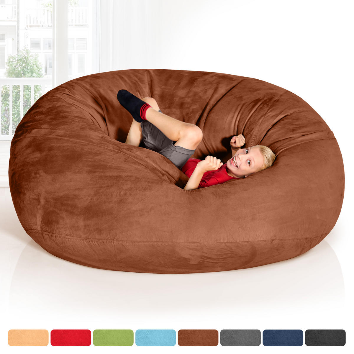 RIESEN-SITZSACK XXL JUMBO Velours 5ft - Braun, Textil (150/120/150cm) - Green Bean
