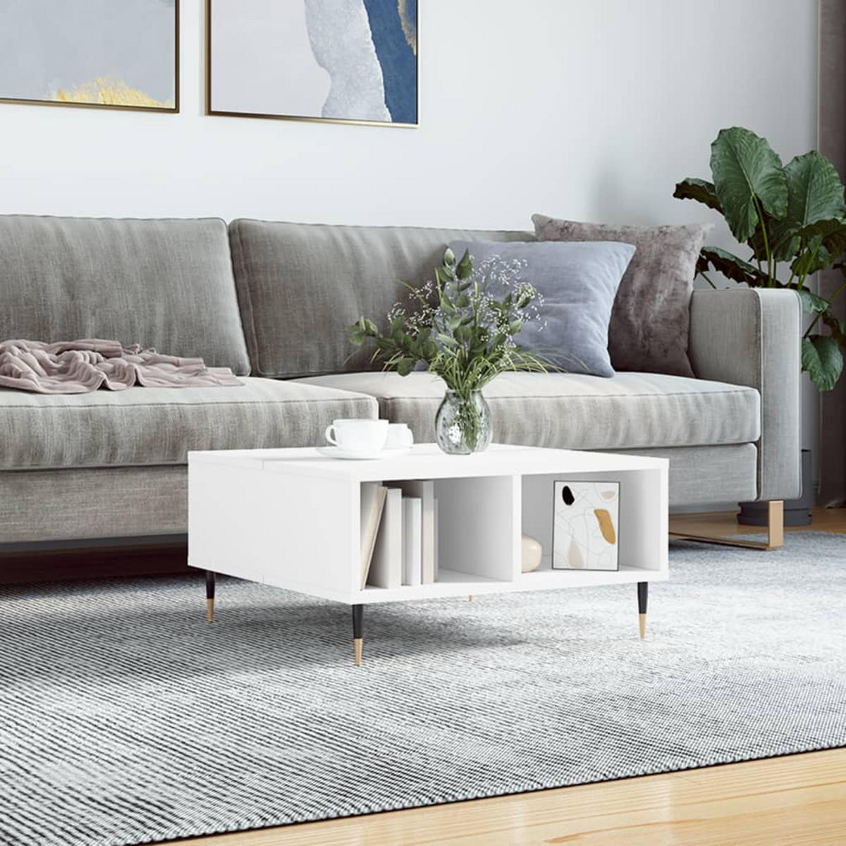 COUCHTISCH Weiß 60x60x30 cm Holzwerkstoff - Weiß, Holzwerkstoff (60/60/30cm) - furnicato