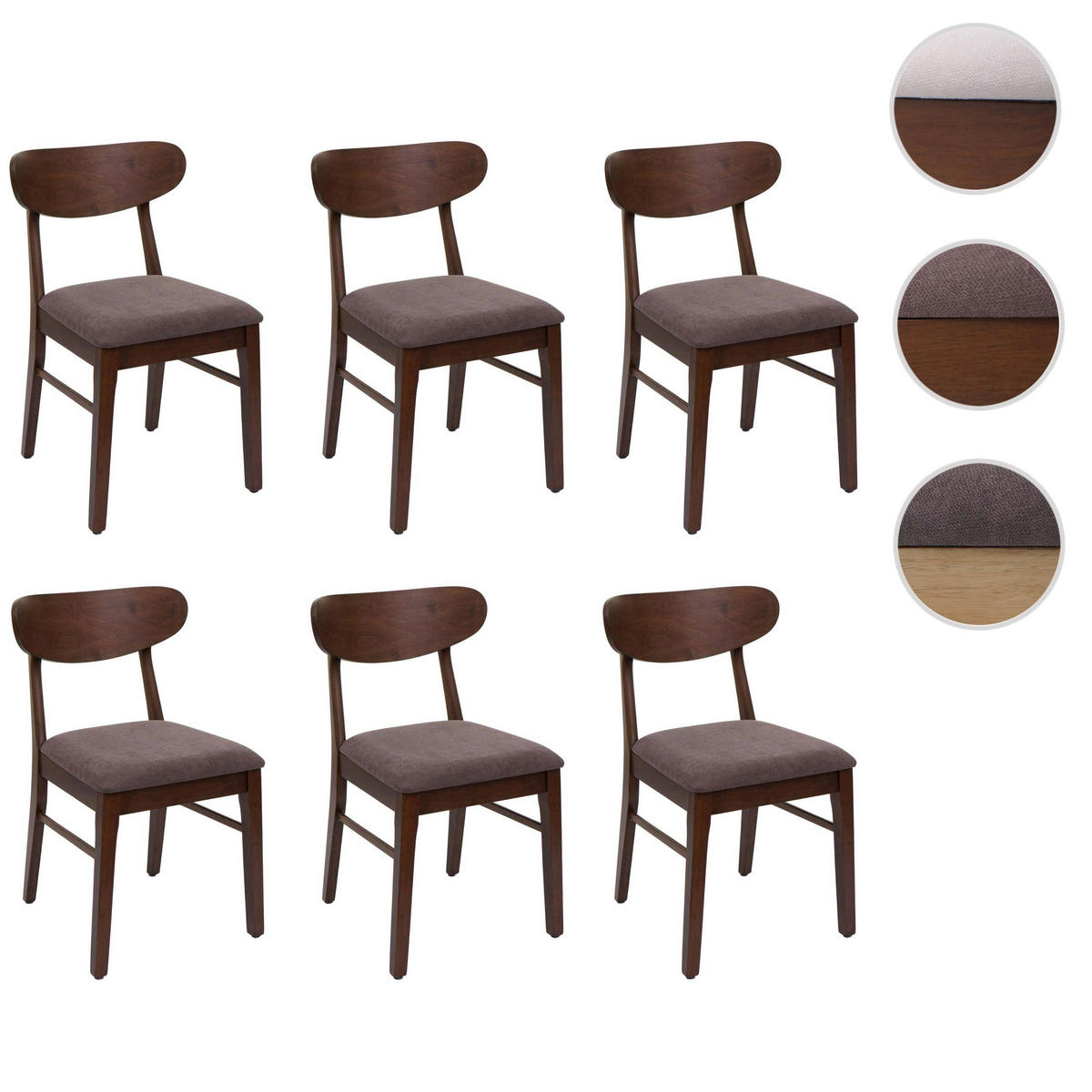 ESSZIMMERSTUHL Braun, Taupe 6er-Set - Taupe/Braun, Holz (45/79/49cm) - MCW