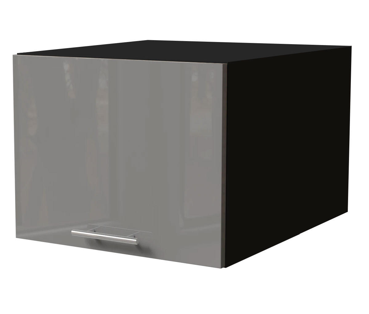 AUFSATZSCHRANK Essen W6B/45 Grau Hochglanz / Schwarz Matt 45 / 59 / 36cm - Schwarz/Grau, Holz/Holzwerkstoff (45/36/59cm) - Feldmann-Wohnen