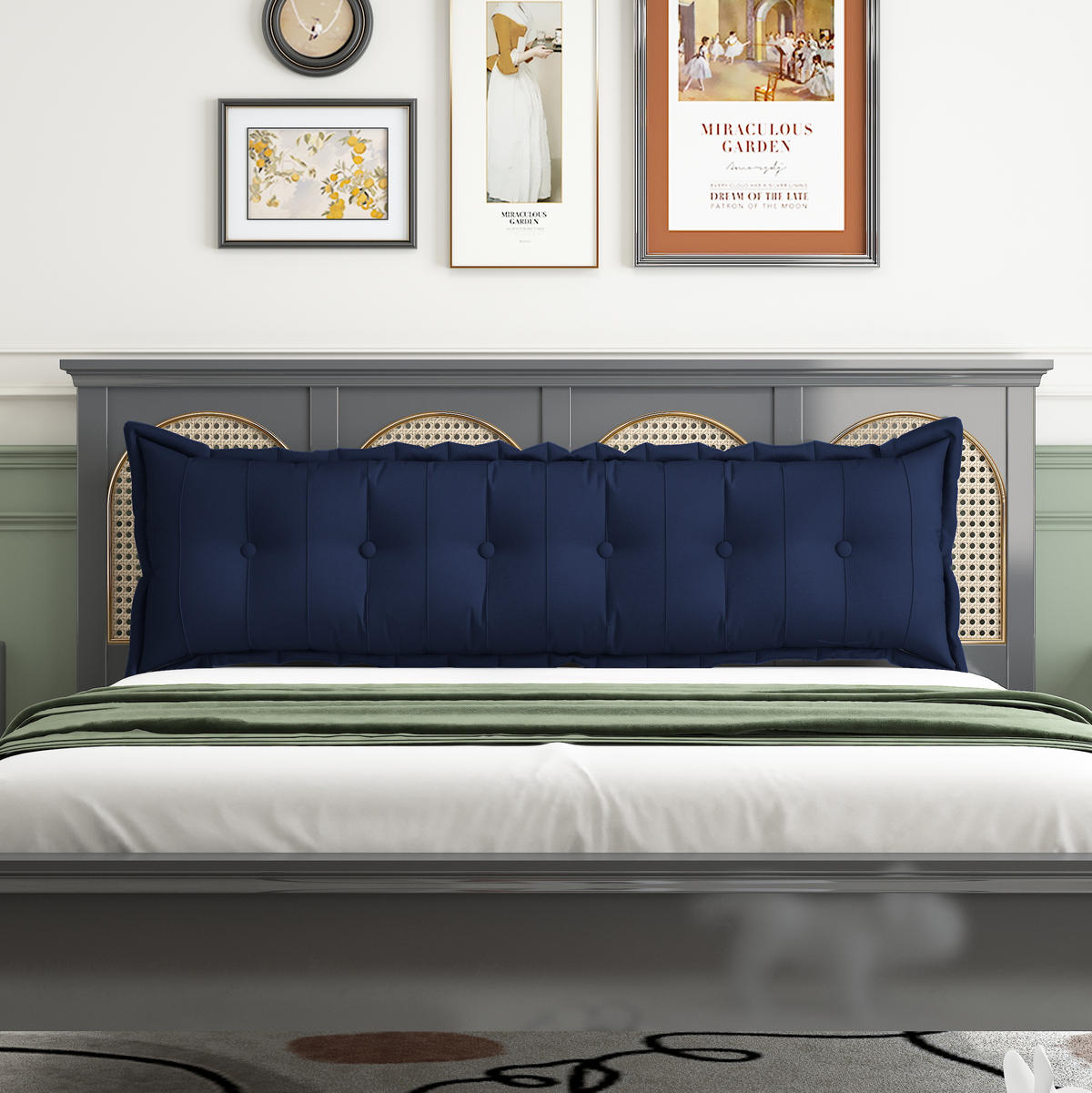 RÜCKENKISSEN Plüsch Dunkelblau 180 cm - Dunkelblau, Textil (50/180cm) - Vercart