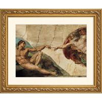 BILD gerahmt 53x63 cm Michelangelo "Die Erschaffung Adams" - Beige, Holz (63/53cm) - artissimo