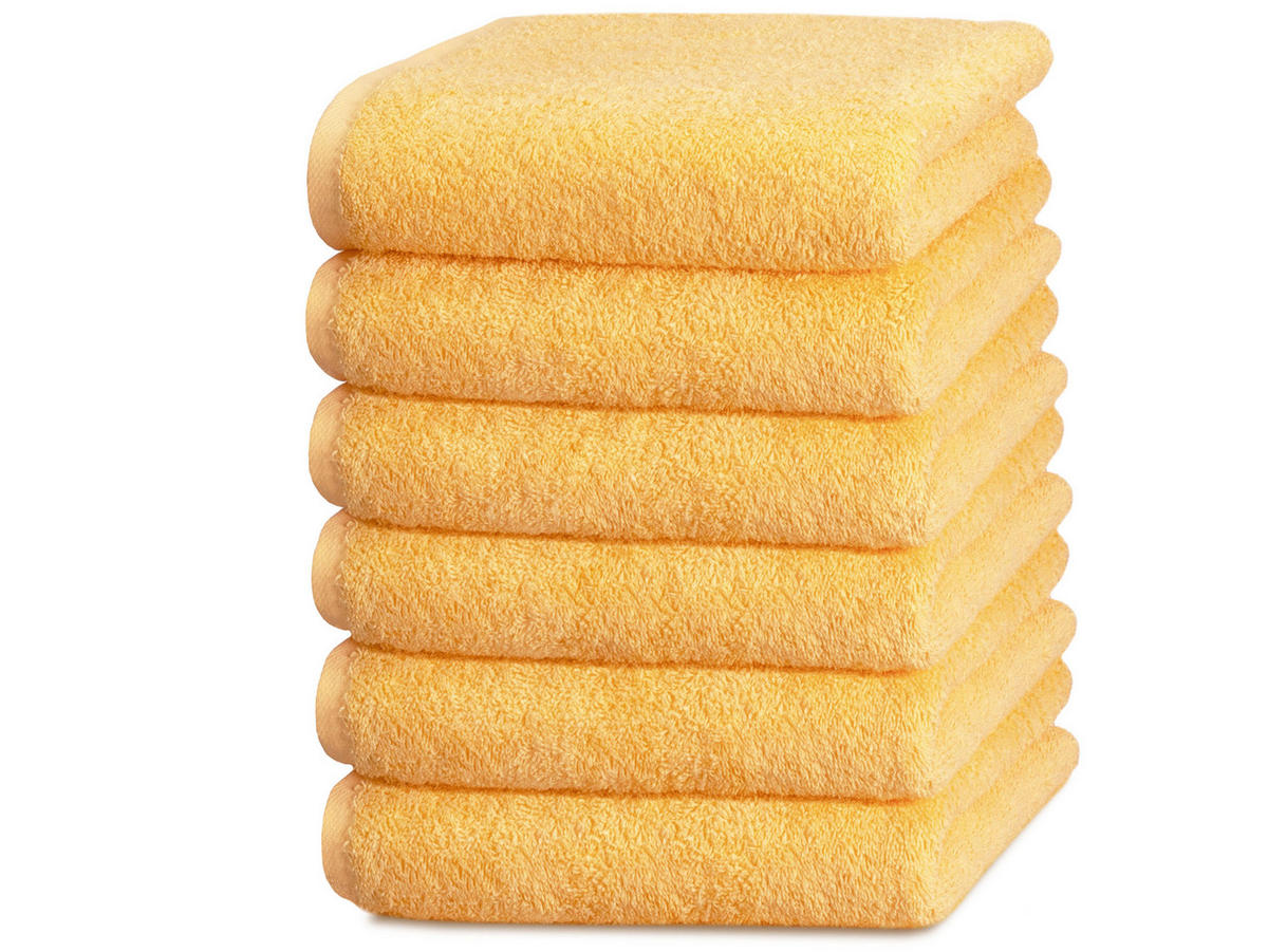 HANDTÜCHER, 6er-Set, 50x100 cm, 100% Baumwolle, Gelb - Gelb, Textil (50/100cm) - Zollner