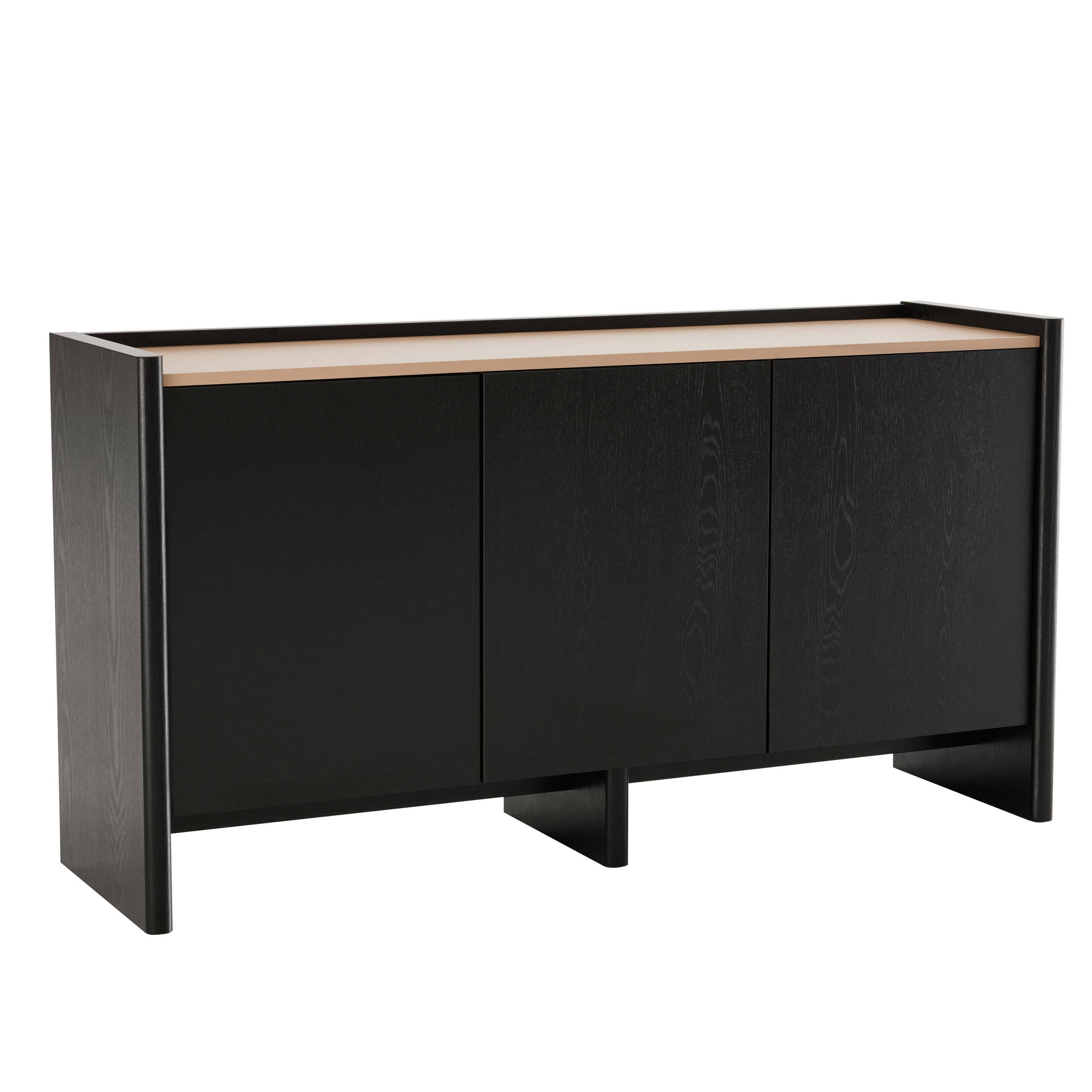 SIDEBOARD 140 cm, schwarzes Holz - Schwarz, Holz (40/75/140cm) - Oviala