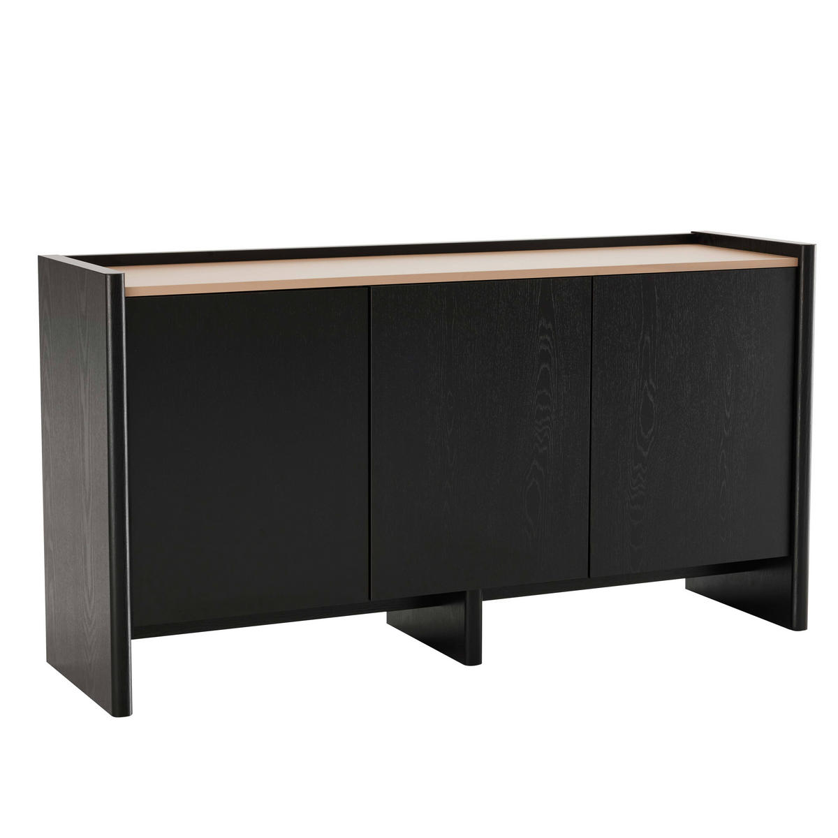 SIDEBOARD 140 cm, schwarzes Holz - Schwarz, Holz (40/75/140cm) - Oviala