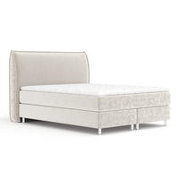 BOXSPRINGBETT Chermin Ecru 200/200 cm mit Latex-Topper - Ecru/Silberfarben, Holz/Holzwerkstoff (200/200cm) - Maison de Reve