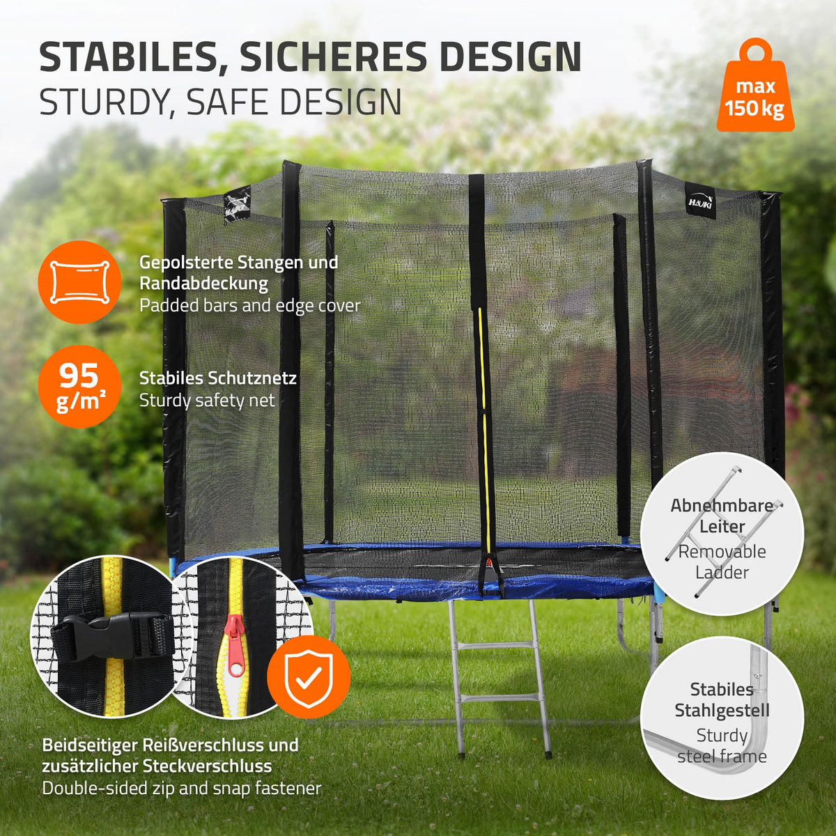 TRAMPOLIN 244 cm blau - Blau, Metall (244/239/244cm) - Hauki