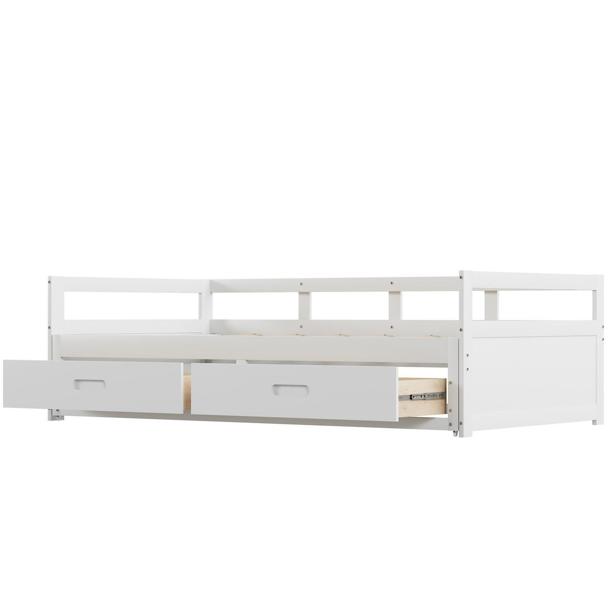 SCHLAFSOFA 90/200 cm ausziehbar auf 180/200 cm mit 2 Schubladen und Lattenrosten aus Kiefern , Weiß - Weiß, Holzwerkstoff (204.5/60/184cm) - Redom