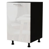 KÜCHENUNTERSCHRANK Essen D1D/50 Weiß Hochglanz / Schwarz Matt 50 / 50 / 82cm - Weiß Hochglanz/Schwarz, Holz/Holzwerkstoff (50/82/50cm) - Feldmann-Wohnen