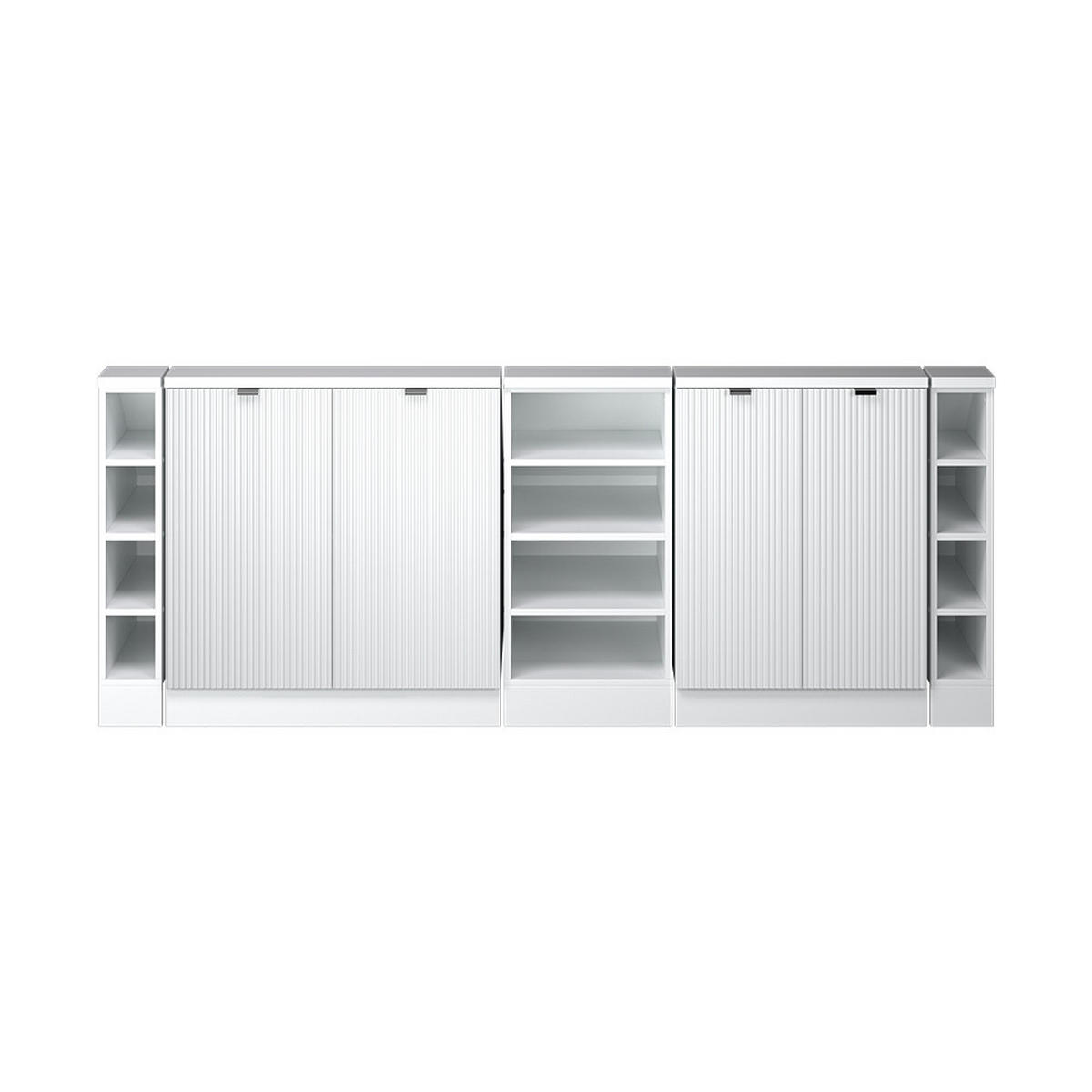 DACHSCHRÄGENSCHRANK-SET Rion Weiß Riffel 210 cm 5er Set - Weiß, Holzwerkstoff (210/81.6/46cm) - Vicco