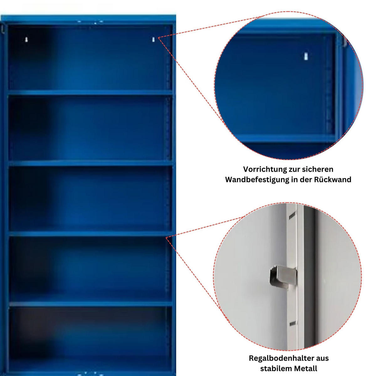 STAHLSCHRANK Bee mit 8 lackierten Fachböden 195x92x42 cm Korpusfarbe Enzianblau Frontfarbe Enzianblau - Blau, Metall (92/195/42cm)