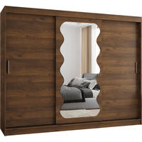 SCHIEBETÜRENSCHRANK mit Spiegel LUCY 200/250/62 3-türig - Silberfarben/Walnussfarben, Holz (250/62/250cm) - MÖBEL KRYSPOL