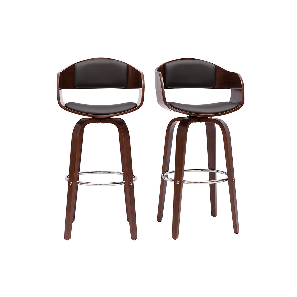 BARHOCKER 360Á Drehbar Walnuss H67 cm GAO - Walnussfarben, Holz (55/96/55cm) - Miliboo