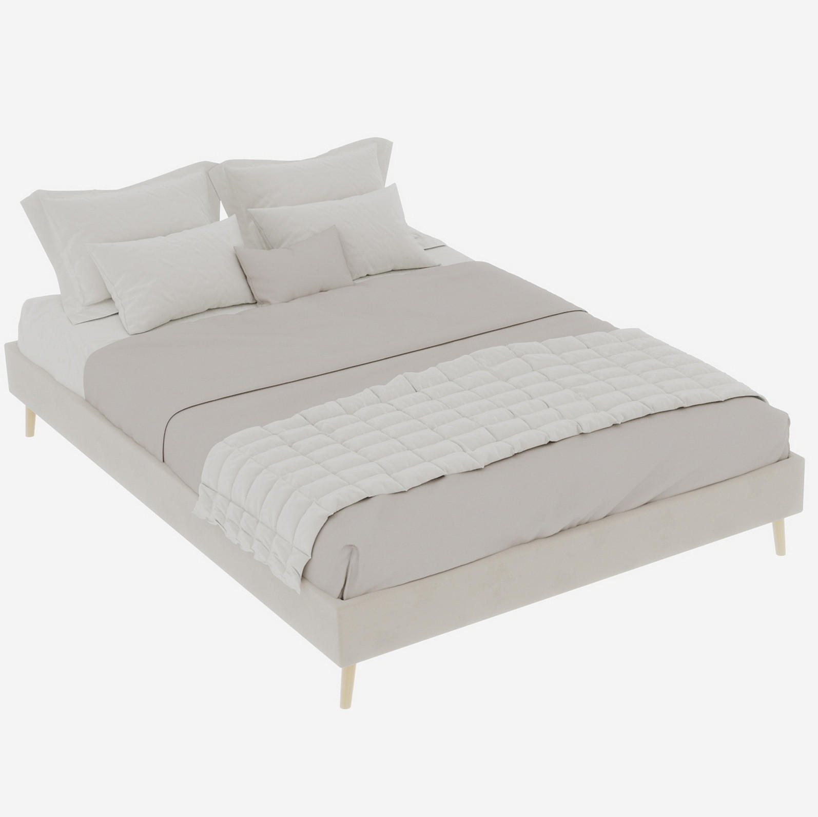 OKWISH POSTELOVÝ rám 140/200 cm béžová z látky a kovu s moderním minimalistickým designem