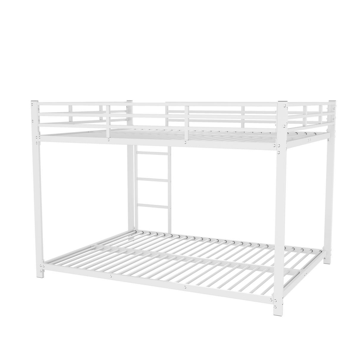 POSCHODOVÁ posteľ 140/200 cm biela priestorovo úsporná z kovu s bezpečnostnými zábranami - biela, kov (140/200cm) - OKWISH