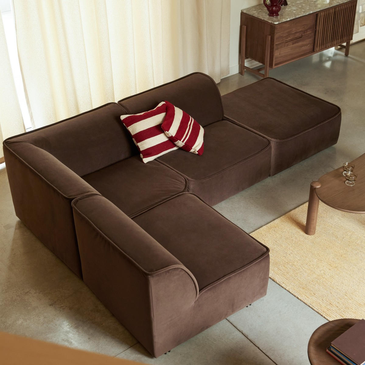 SOFA Quinto Braun aus Stoff - Braun, Textil (285/73/194cm) - Tikamoon