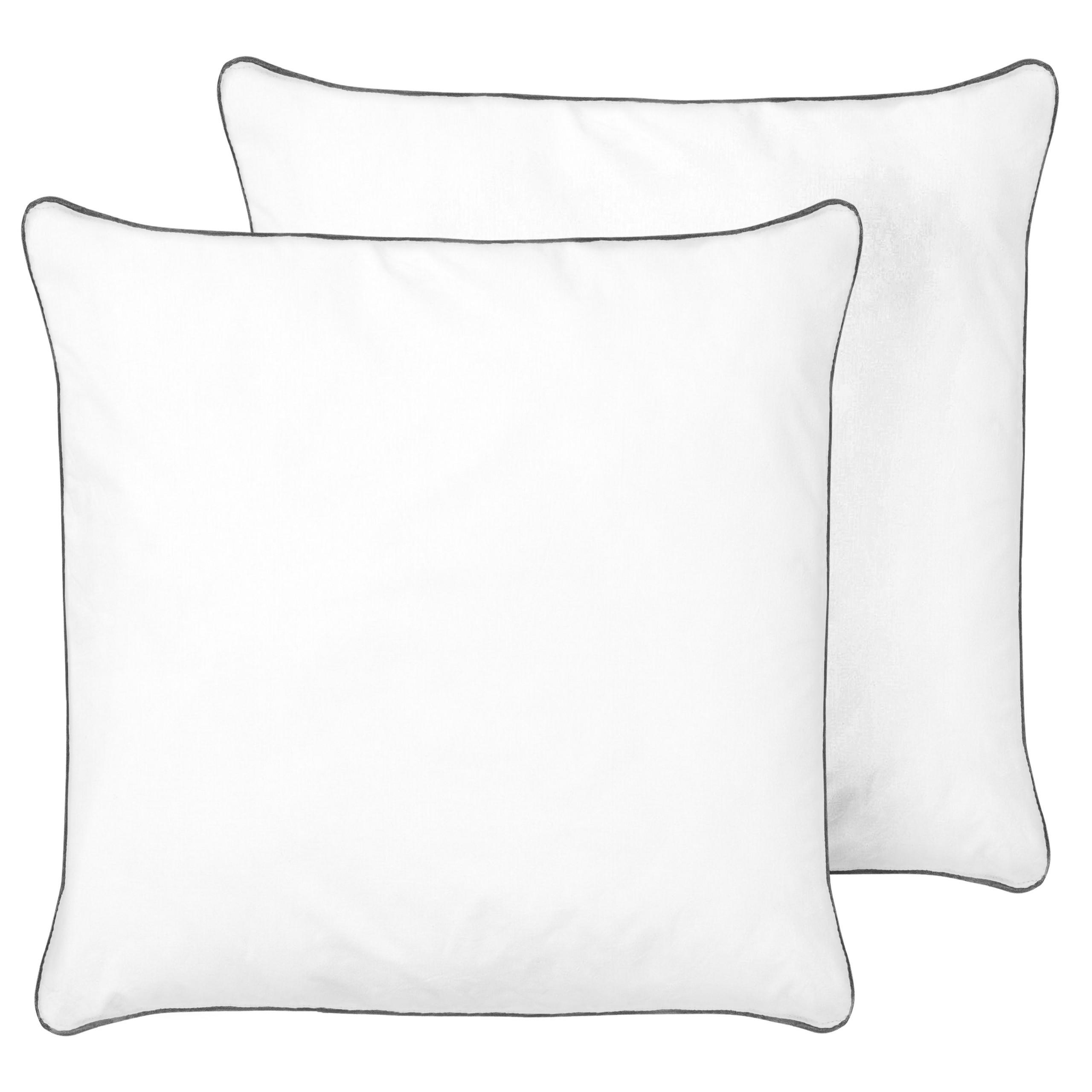 KISSEN 2er-Set Weiß 80/80 cm Pelister - Silberfarben/Weiß, Naturmaterialien (80/80cm) - Beliani