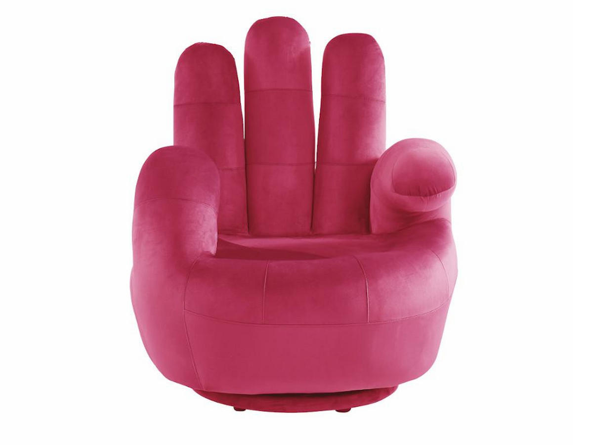 FINGERSESSEL drehbar - Samt - Fuchsia - CATCHY - Pink, Textil (78/89/82cm) - Vente-Unique