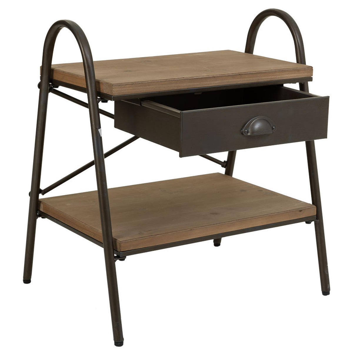 NACHTTISCH aus Metall und Holz, braun, 52x42x60cm - Braun, Holz (52/60/42cm) - Wanderlust