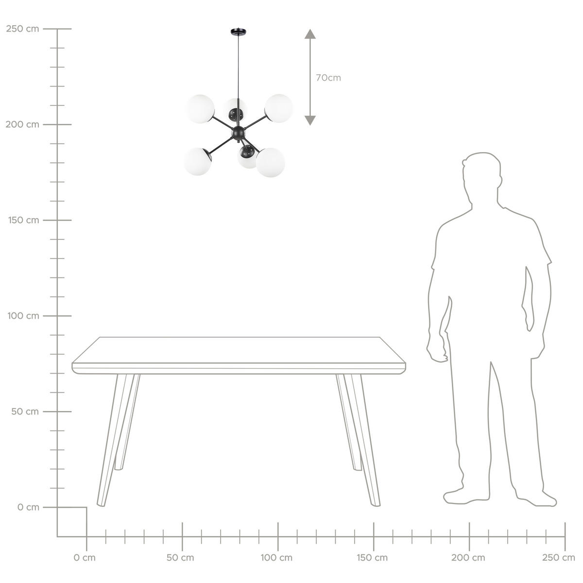 HÄNGELEUCHTE Adawro 58/58/100 cm - Schwarz, Metall (58/58/100cm) - Beliani