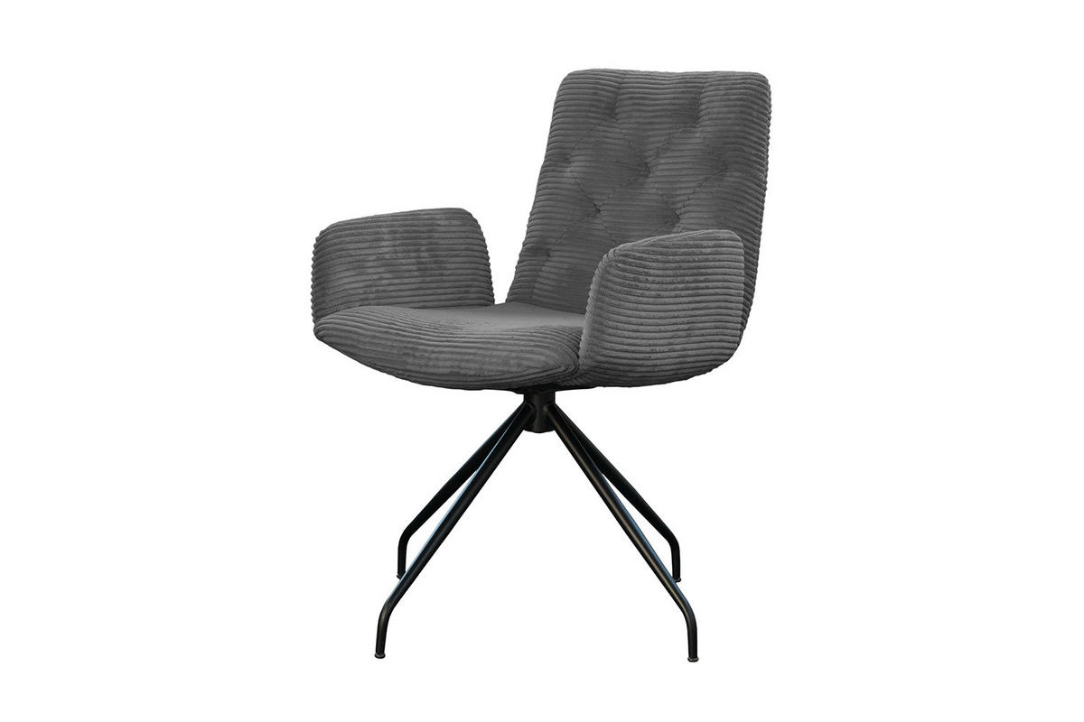 DREHSTUHL NEW CHARME Grau Cord - Dunkelgrau/Grau, Textil (59/87/66cm) - KAWOLA