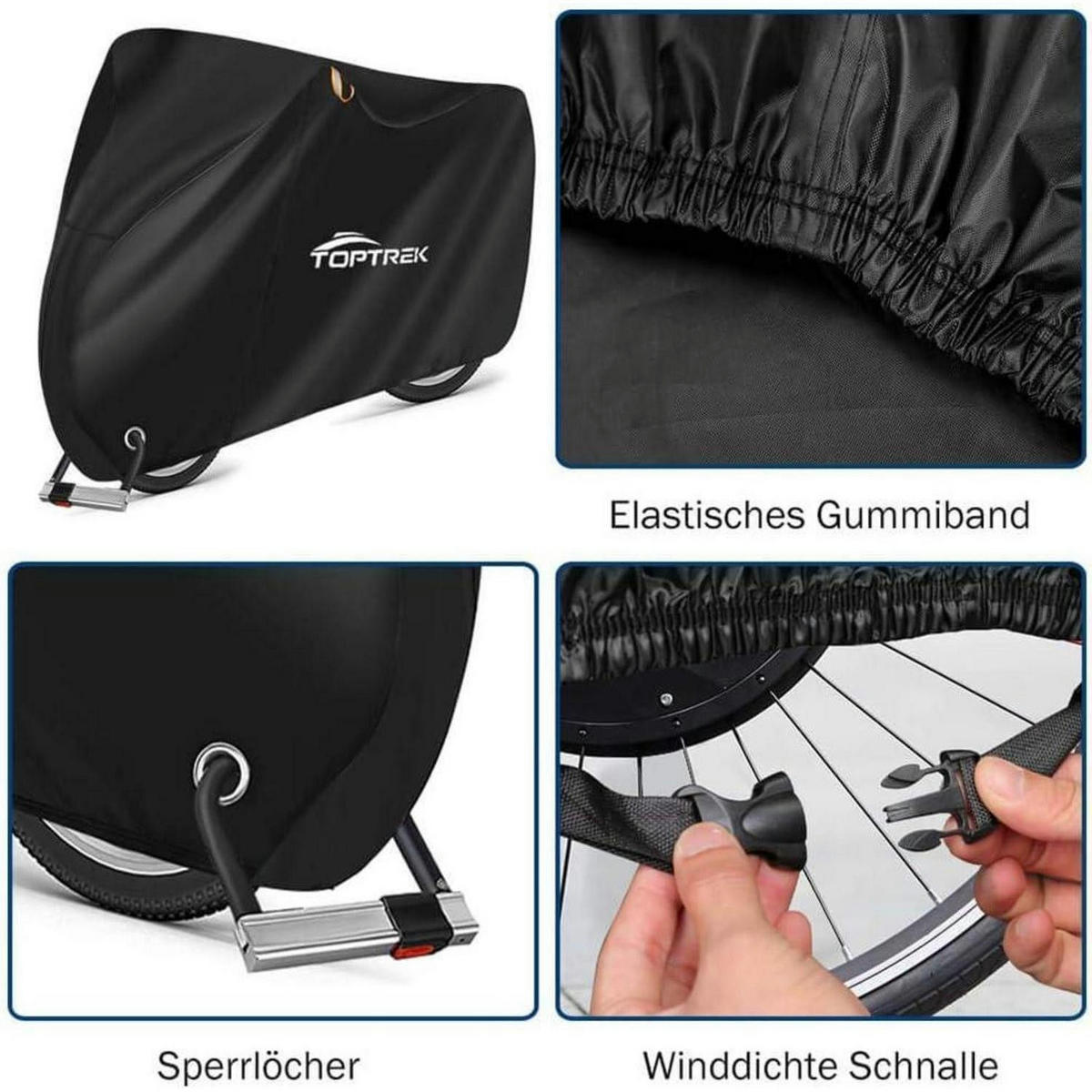 FAHRRADABDECKUNG 210D Oxford-Gewebe Wasserdicht 200 x 110 x 70 cm - Schwarz, Textil (70/200/110cm)