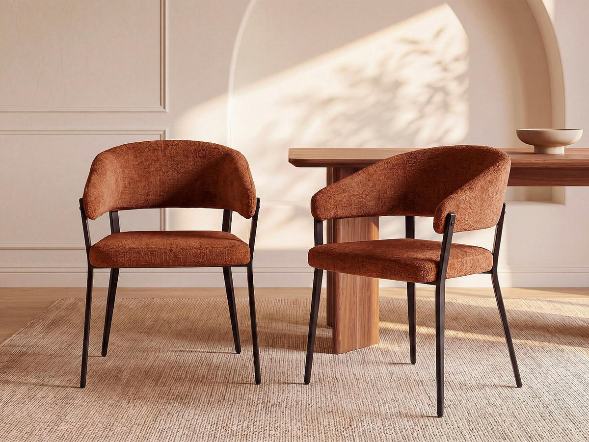 STUHL - 56 cm x 55 cm - stoff - terracotta Avrela - Terracotta, Textil/Metall (56/77/55cm) - Vente-Unique