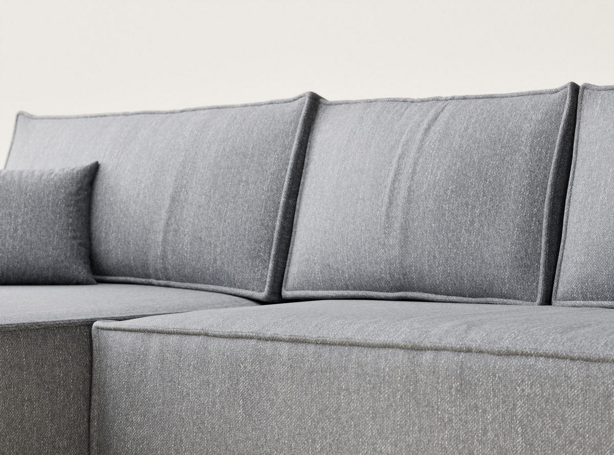ECKSOFA MIT SCHLAFFUNKTION Maze Grau Webstoff - Schwarz/Grau, Holz/Holzwerkstoff (294/185cm) - Maison de Reve