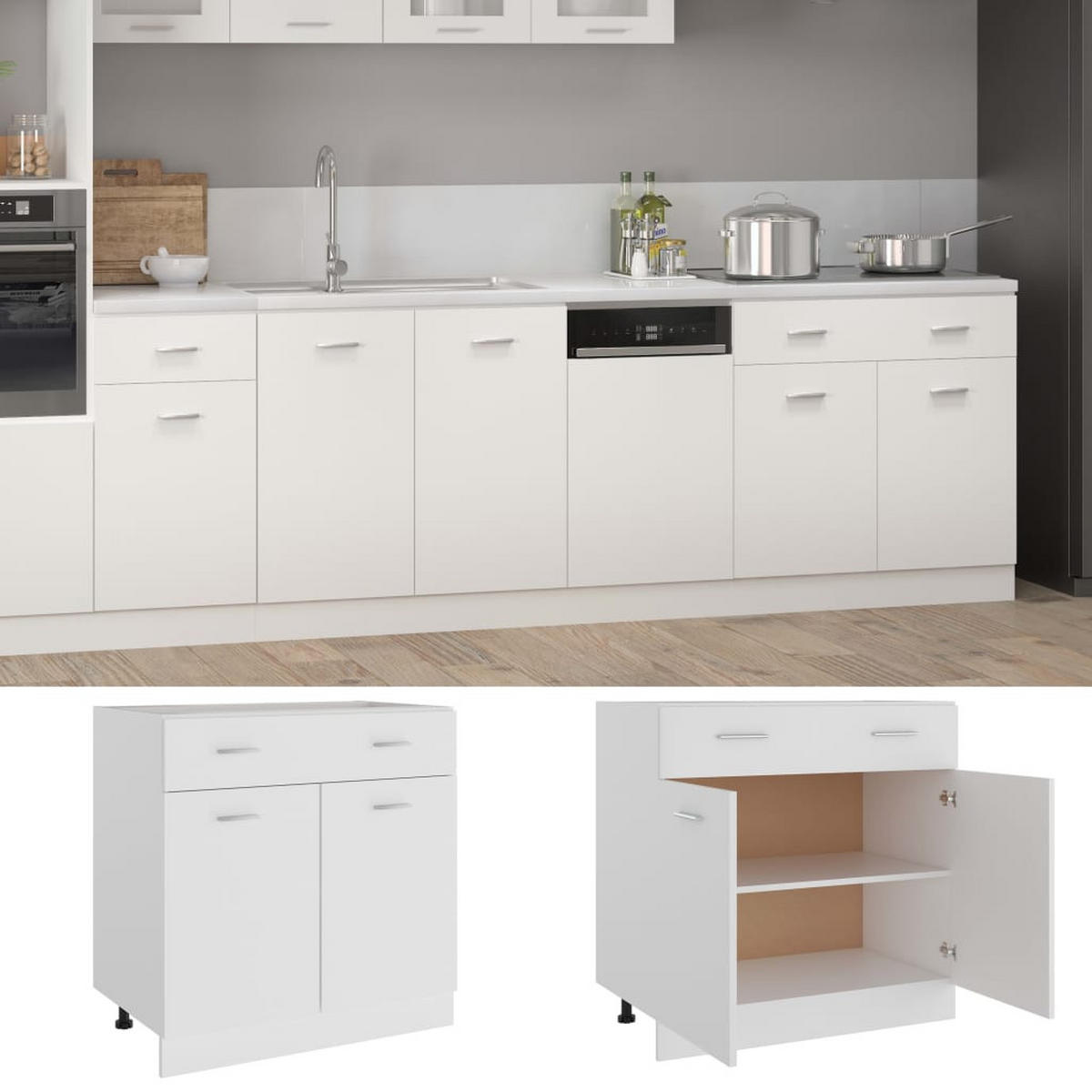 SCHUBUNTERSCHRANK Lyon Weiss 80/46/81,5 Cm Holzwerkstoff - Weiß, Holzwerkstoff (46/81.5/80cm) - vidaXL