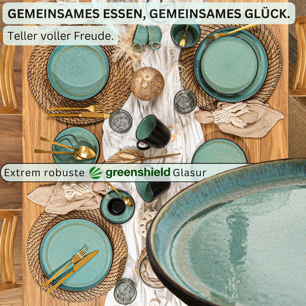 SPEISETELLER SET FIJI - 6 teilig aus Steingut - Grün, Keramik (17cm) - Sänger