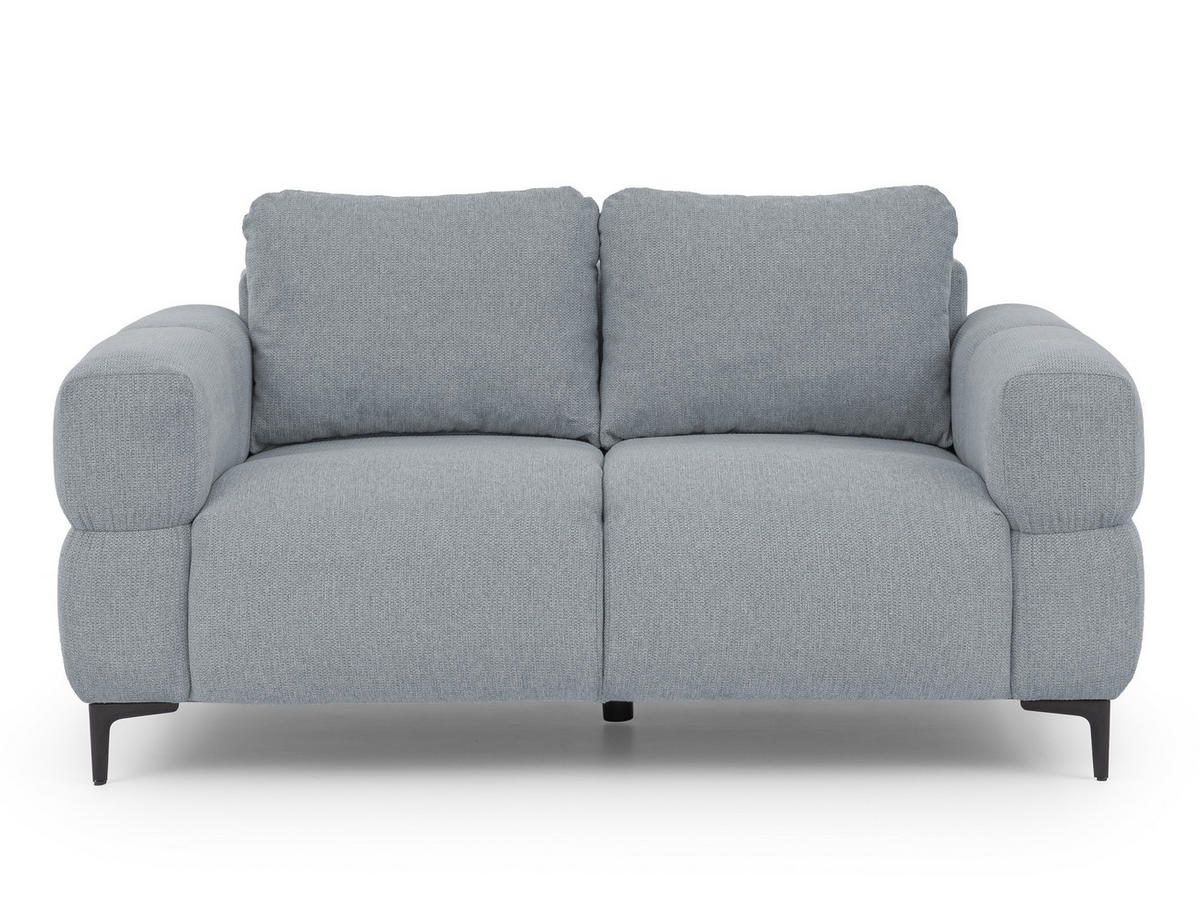 DVOJMIESTNA POHOVKA Cardea v bublinkovom vzhľade z mäkkej sivej štruktúrovanej látky - čierna/sivá, kov/drevo (154/80/97cm) - S-Style Möbel