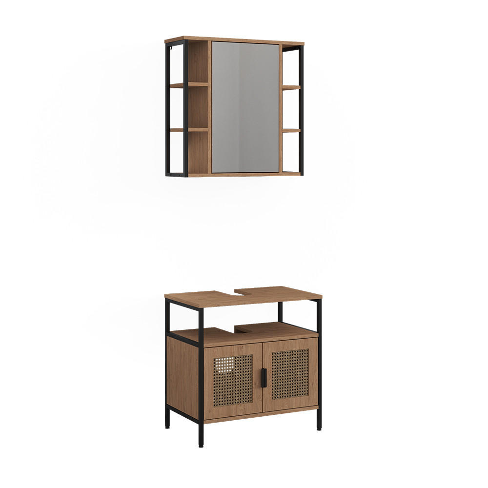 BADMÖBEL-SET Linara, Eiche, mit 2 Teilen - Eichefarben, Holzwerkstoff (60/59/35cm) - Vicco