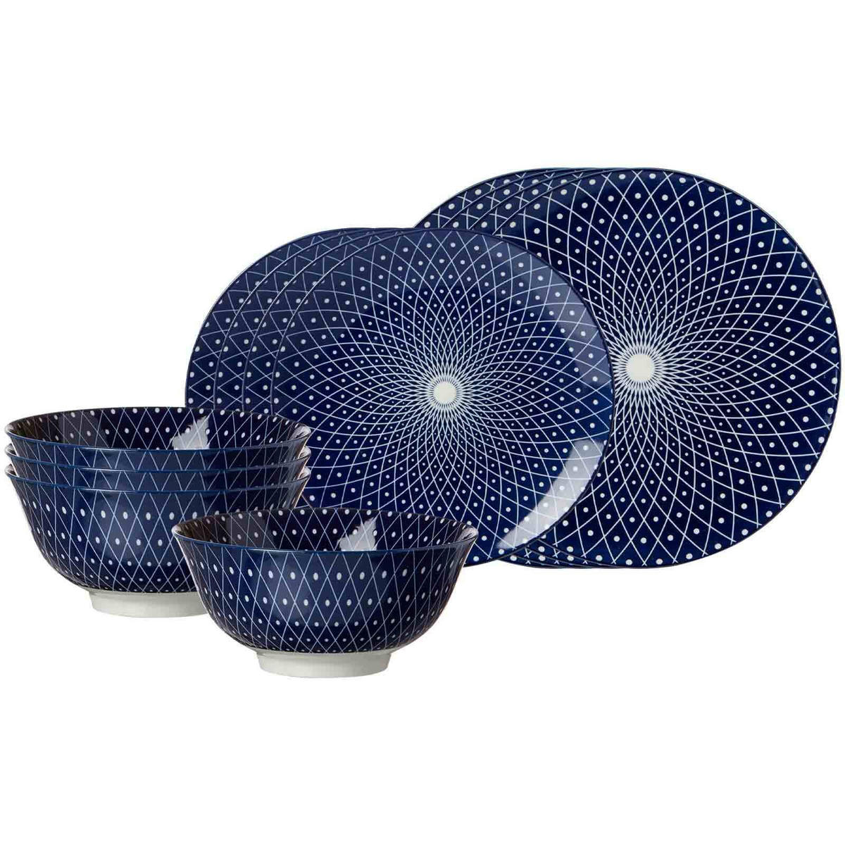 BASIC-SET Royal Reiko blau-weiß 12er Set - Blau/Weiß, Keramik (1/1/1cm) - Ritzenhoff Breker