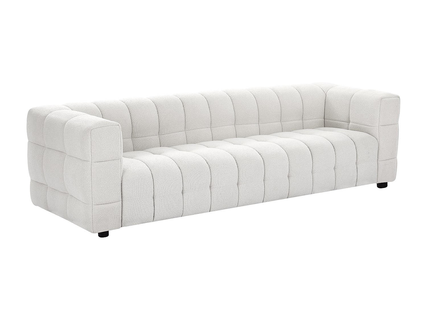 SOFA 4-Sitzer - Bouclé-Stoff - Elfenbeinweiß - LERICI - Weiß, Textil (255/70/86cm) - Vente-Unique