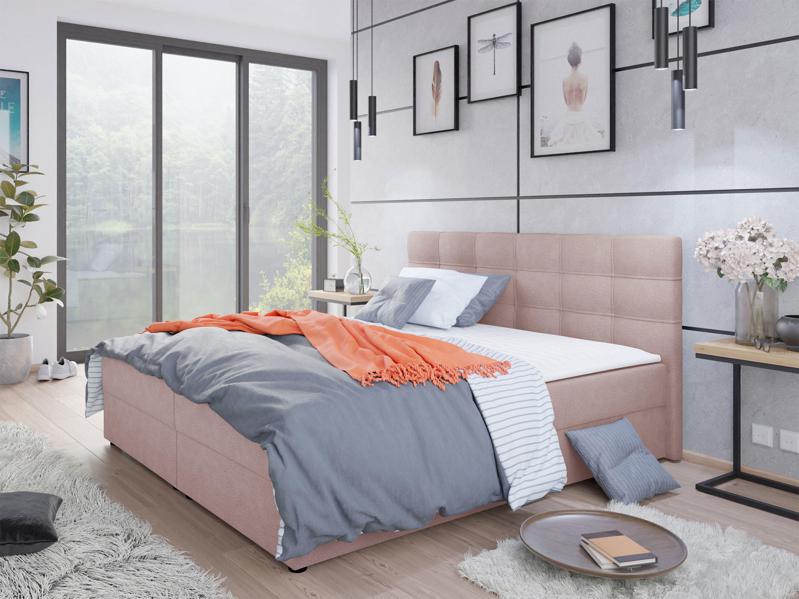 BOXBETT Fado II - Schwarz/Rosa, Holz/Kunststoff (180/200cm) - MIRJAN24