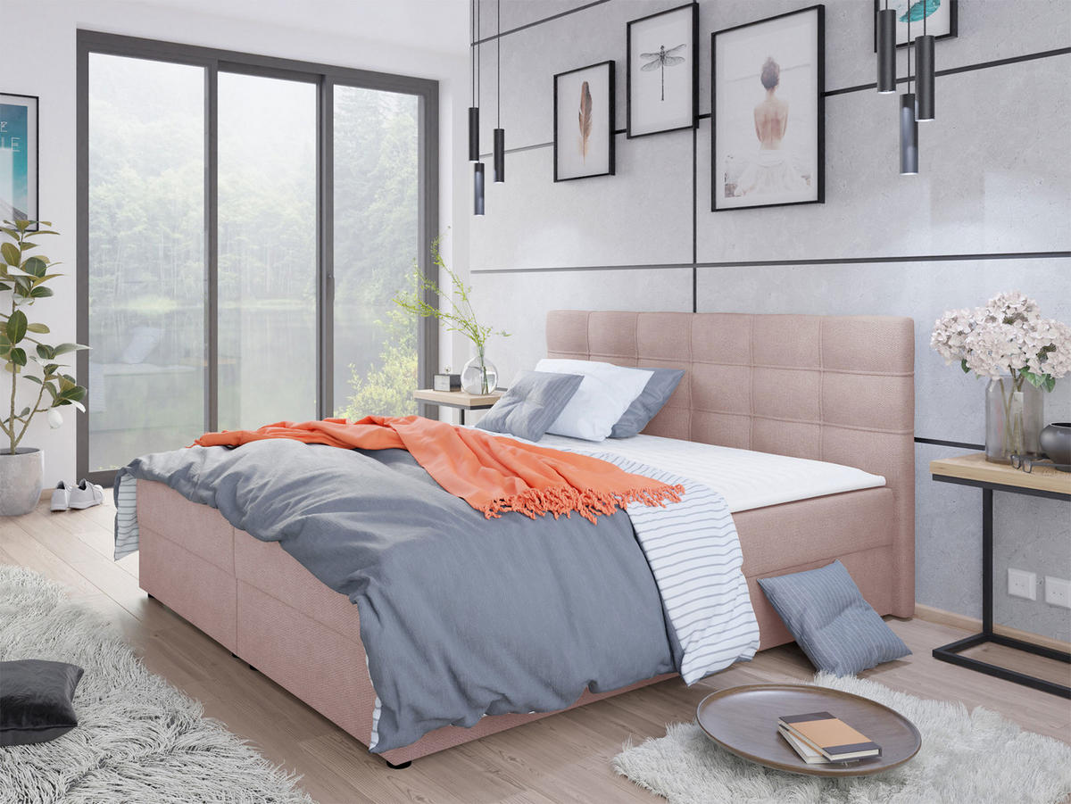 BOXBETT Fado II - Schwarz/Rosa, Holz/Kunststoff (140/200cm) - MIRJAN24