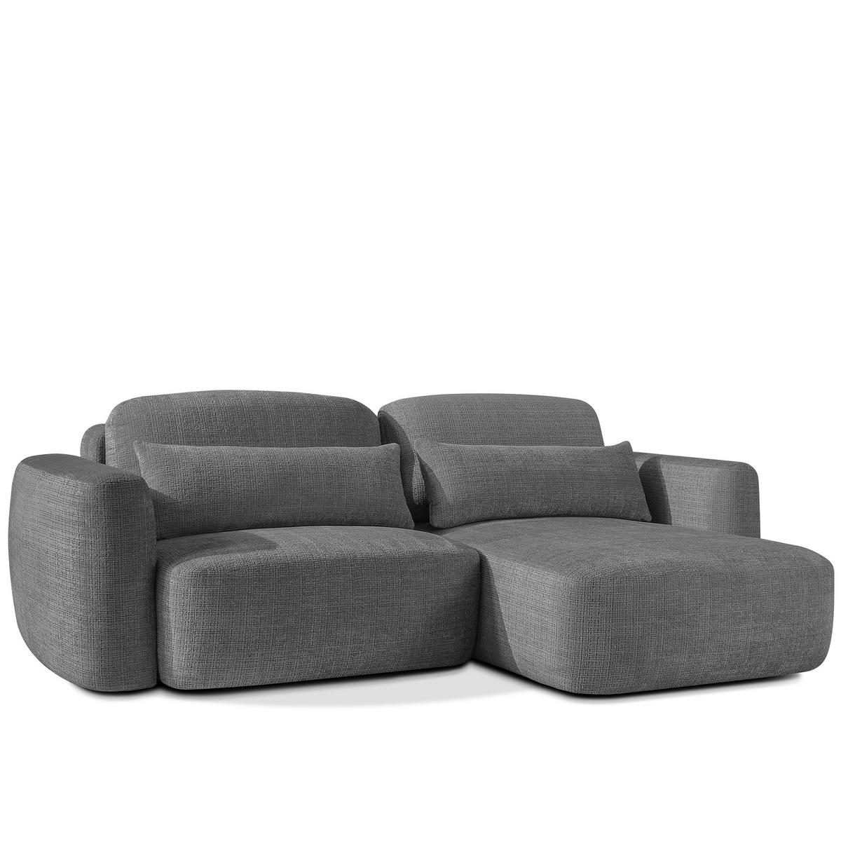 ECKSOFA rechts ELOSA - Dunkelgrau, Holz/Textil (245/165cm) - KONSIMO®
