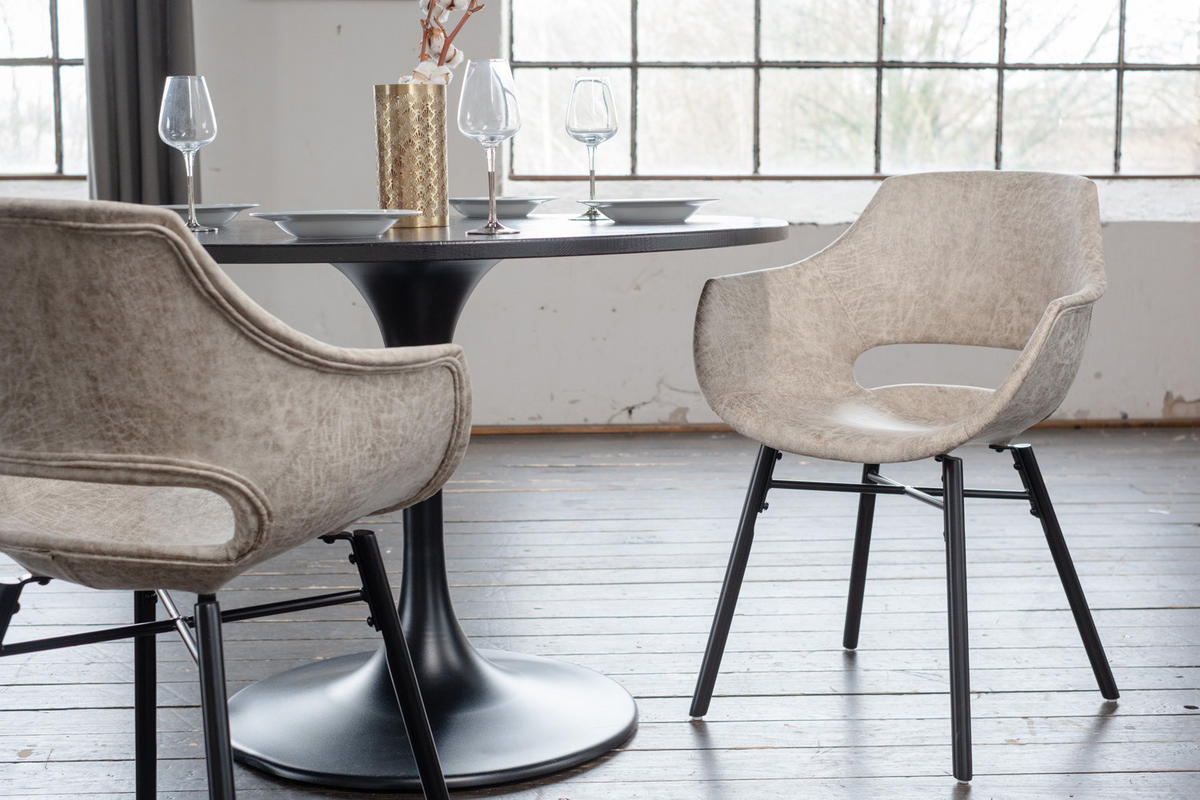 STUHL ZAJA Cremeweiß Microfaser - Creme, Textil (57/82/59cm) - KAWOLA