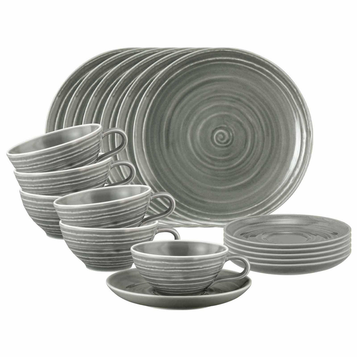 TEESERVICE Terra Perlgrau 18er Set - Grau, Keramik (1/1/1cm) - Seltmann Weiden