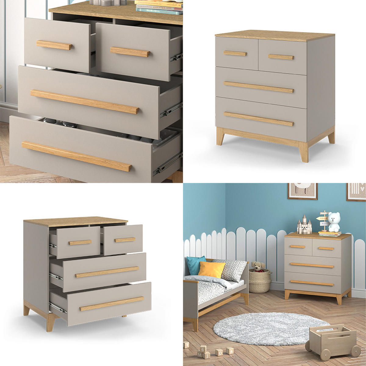 KOMMODE Malia Cashmere-Eiche 80 x 88 cm mit 4 Schubladen - Kaschmir, Holzwerkstoff (80/88/53.4cm) - VitaliSpa