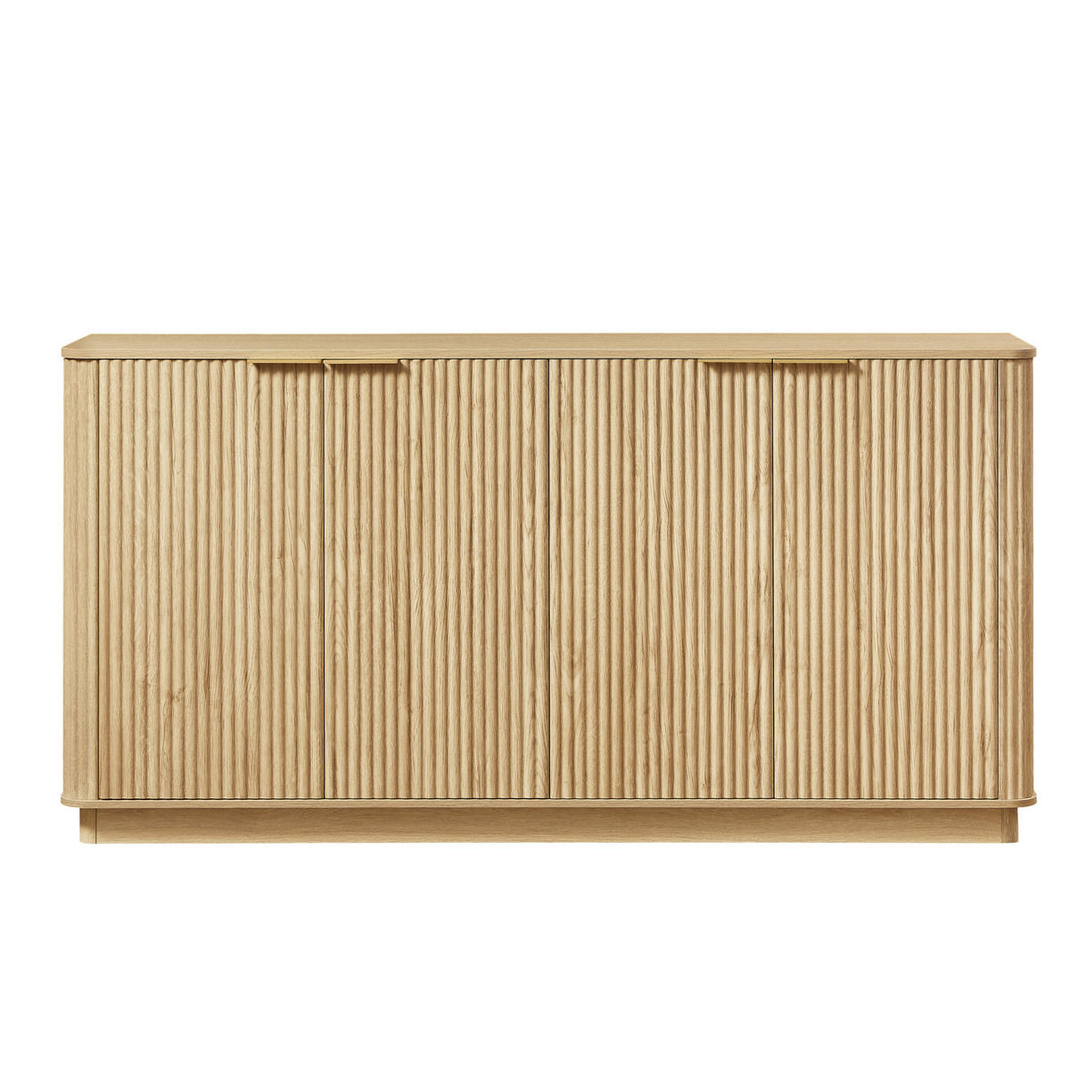 SIDEBOARD 160/40/80 cm mit 4 Türen und Stauraum, Wellenfront und Goldgriffen, Eichefarben - Eichefarben, Holzwerkstoff (160/80/40cm) - Redom