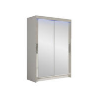 KLEIDERSCHRANK Miami VII, mit RGB LED Beleuchtung - Silberfarben/Weiß, Holzwerkstoff/Kunststoff (120/200/58cm) - MIRJAN24