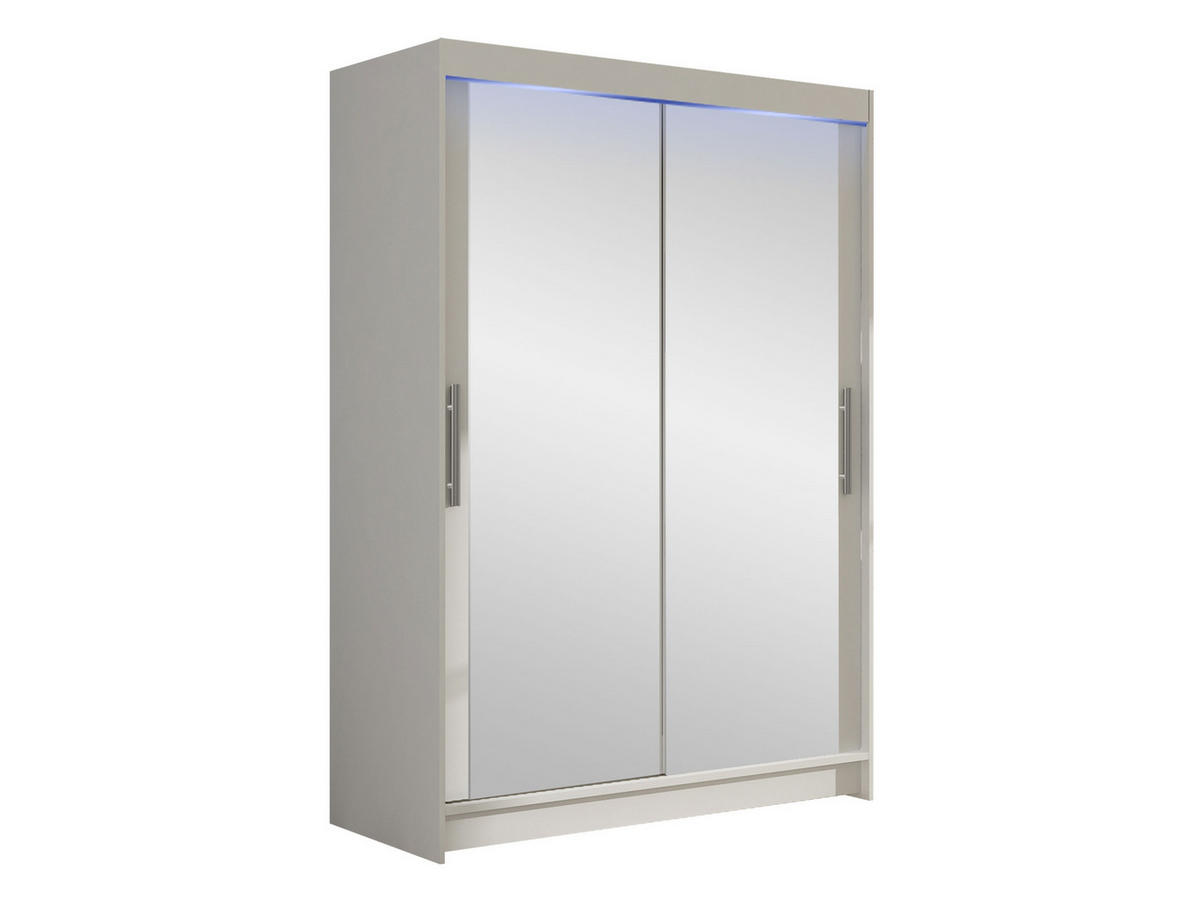 KLEIDERSCHRANK Miami VII, mit RGB LED Beleuchtung - Silberfarben/Weiß, Holzwerkstoff/Kunststoff (120/200/58cm) - MIRJAN24